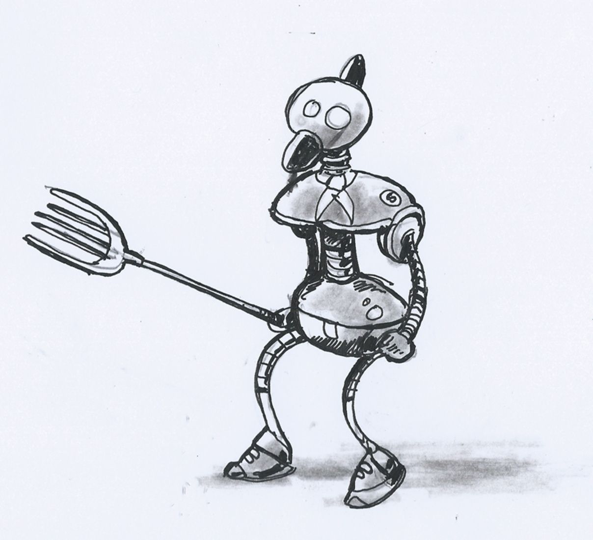 1208x1099 Robot With A Fork - Fork Sketch