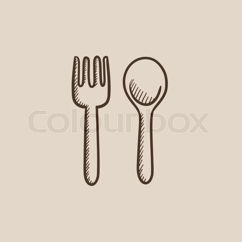 800x800 Spoon And Fork Sketch Icon For Web, Mobile And Infographics. Hand - Fork Sketch