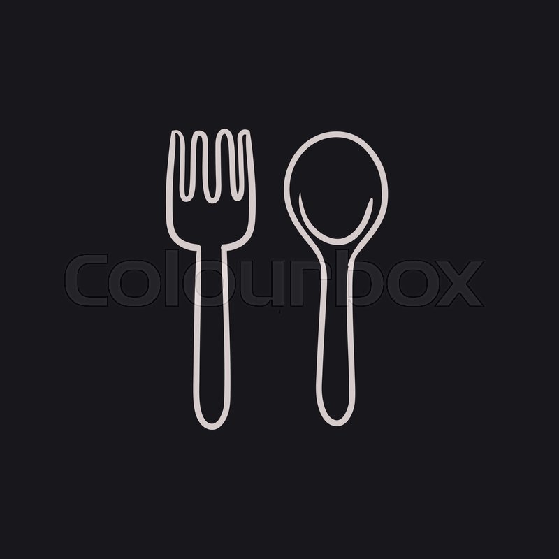 800x800 Spoon And Fork Vector Sketch Icon Isolated On Background. Hand - Fork Sketch