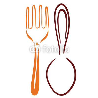 400x400 Cutlery, Spoon And Fork, Sketch, Colorful Silhouette Buy Photos - Fork Sketch