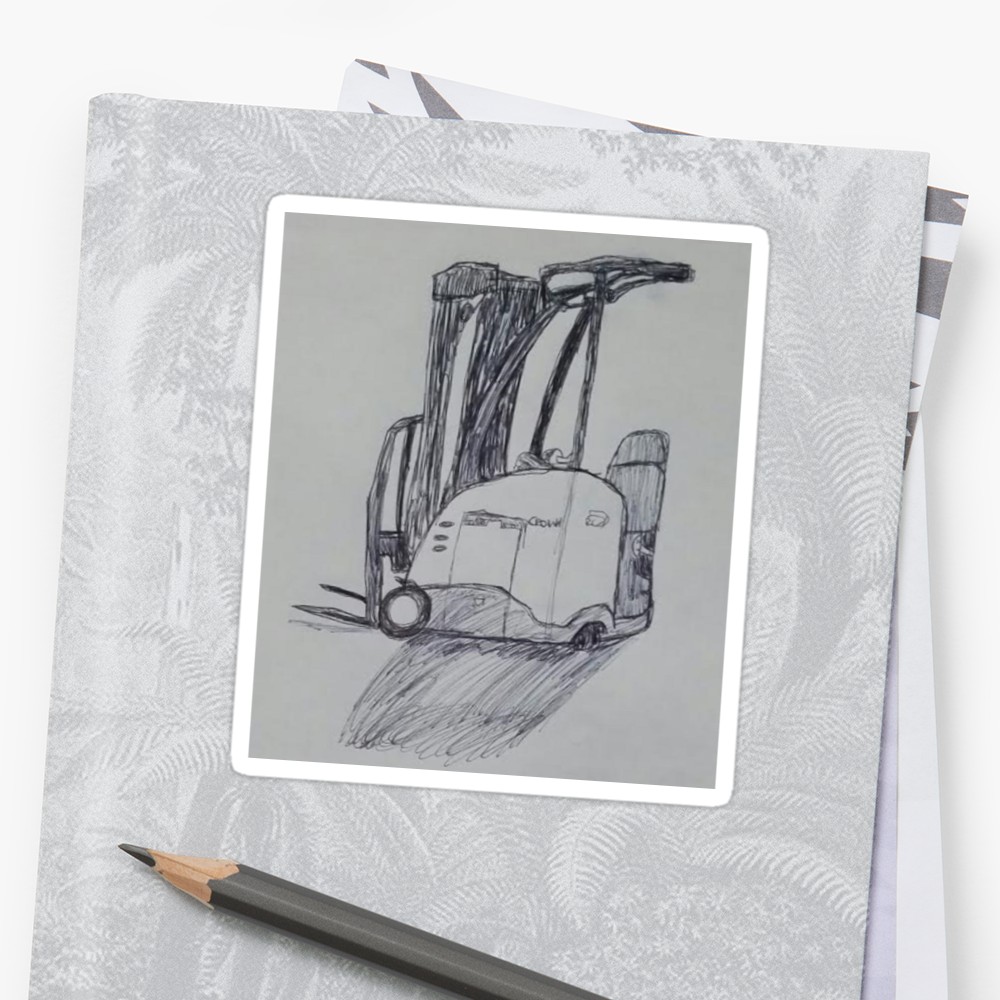 1000x1000 Forklift Sketch Stickers By Professorsharkb Redbubble - Forklift Sketch