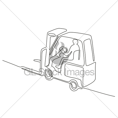 500x500 Forklift Truck Continuous Line Gl Stock Images - Forklift Sketch
