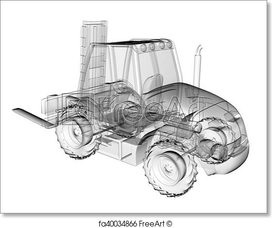 560x470 Free Art Print Of Isolated Transparent Forklift Truck Freeart - Forklift Sketch