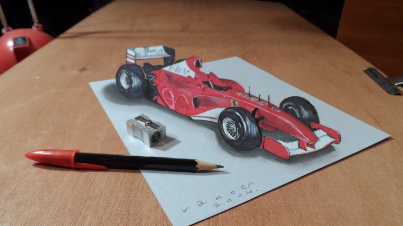 1280x720 How To Draw A 3d Ferrari Formula 1 Car - Formula 1 Sketch