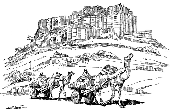 709x467 Subhani Strokes My Free Hand Sketch Of Marvelous Jodhpur Fort! - Fort Sketch