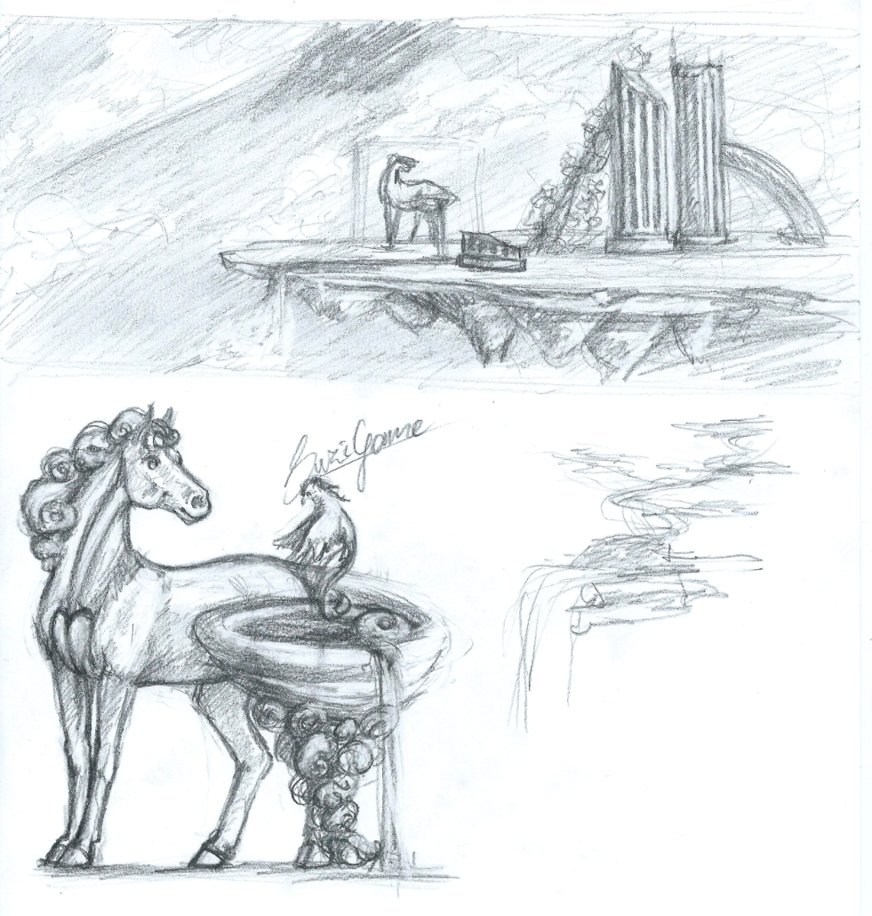 872x916 Fountain Sketch By Suzigama - Fountain Sketch