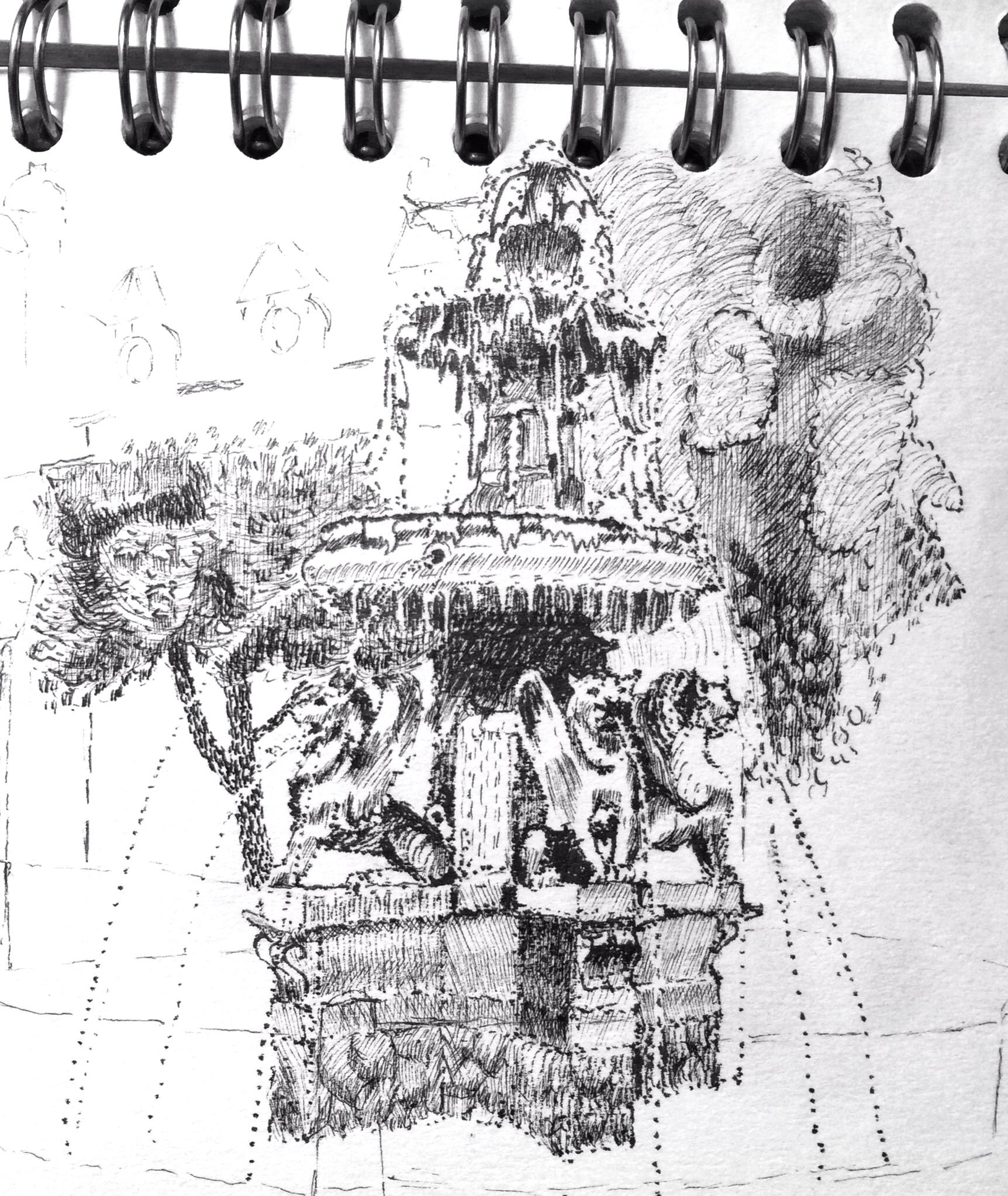 1724x2047 Sketch Of Fountain Lora And Evan Fountain - Fountain Sketch