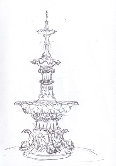 395x564 Domanic Li Urban Sketch Day 15 - Fountain Sketch