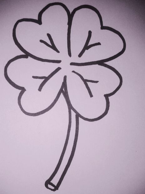 465x620 Doodling 4 Dummies 4 Leaf Clover 7 Steps - Four Leaf Clover Sketch