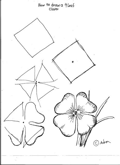 465x640 How To Draw Worksheets For The Young Artist How To Draw A Four - Four Leaf Clover Sketch