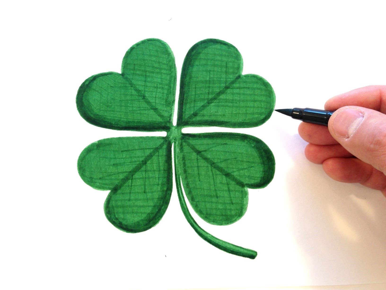 1632x1224 How To Draw A Four Leaf Clover - Four Leaf Clover Sketch