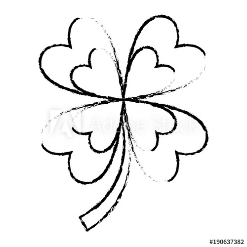 500x500 Four Leaves Clover Good Fortune Vector Illustration Sketch Image - Four Leaf Clover Sketch