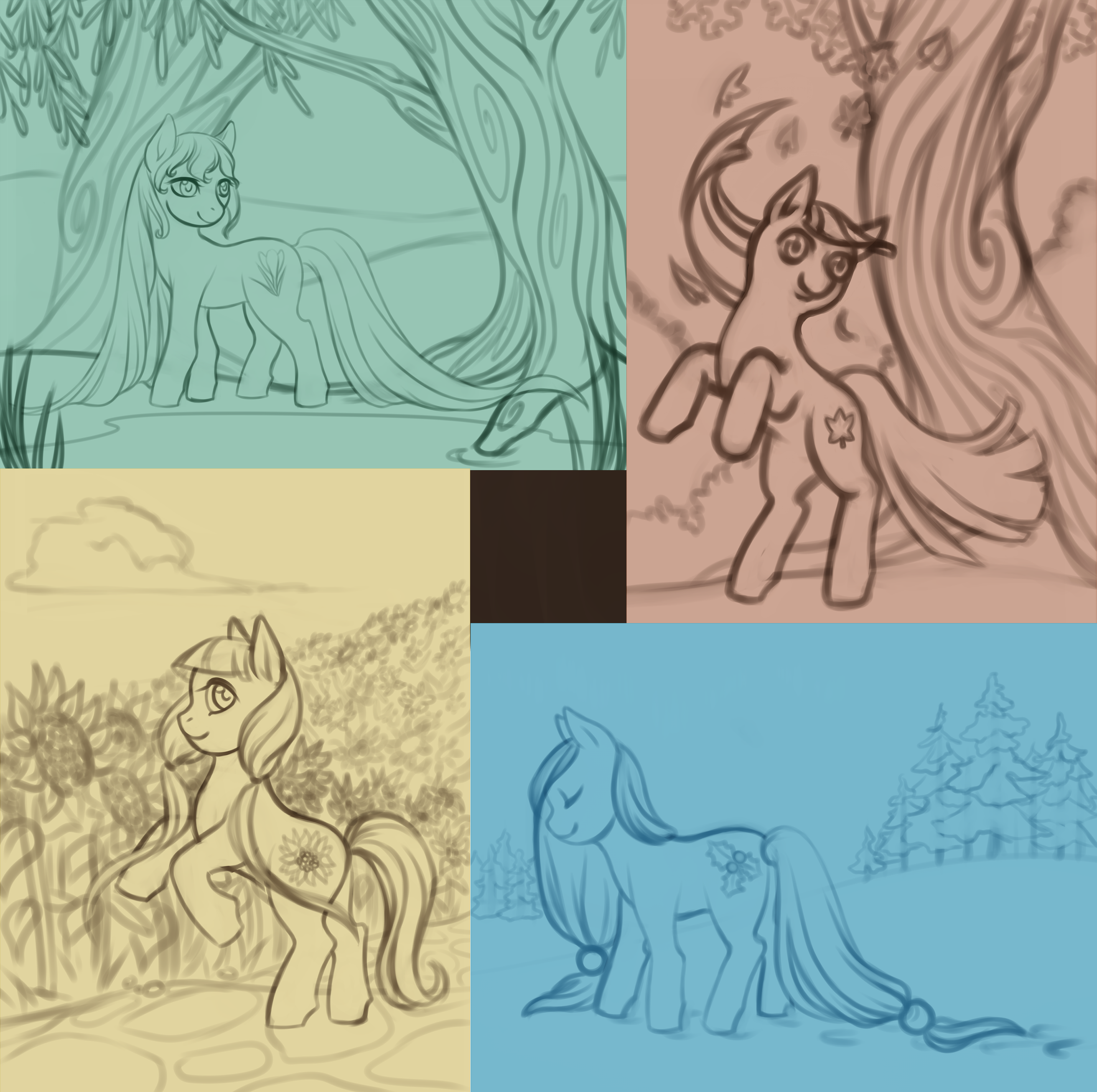 2625x2613 Four Seasons Of Mlp - Four Seasons Sketch