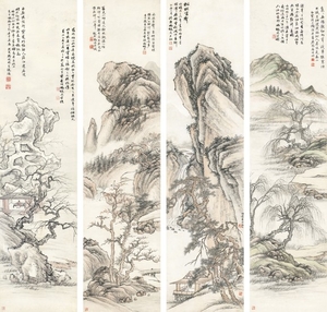 300x286 Landscapes Of Four Seasons, Feng Chaoran Lot Art - Four Seasons Sketch