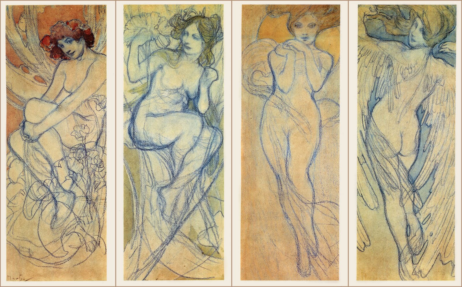 1600x997 The Pictorial Arts Four Seasons Panneaux - Four Seasons Sketch