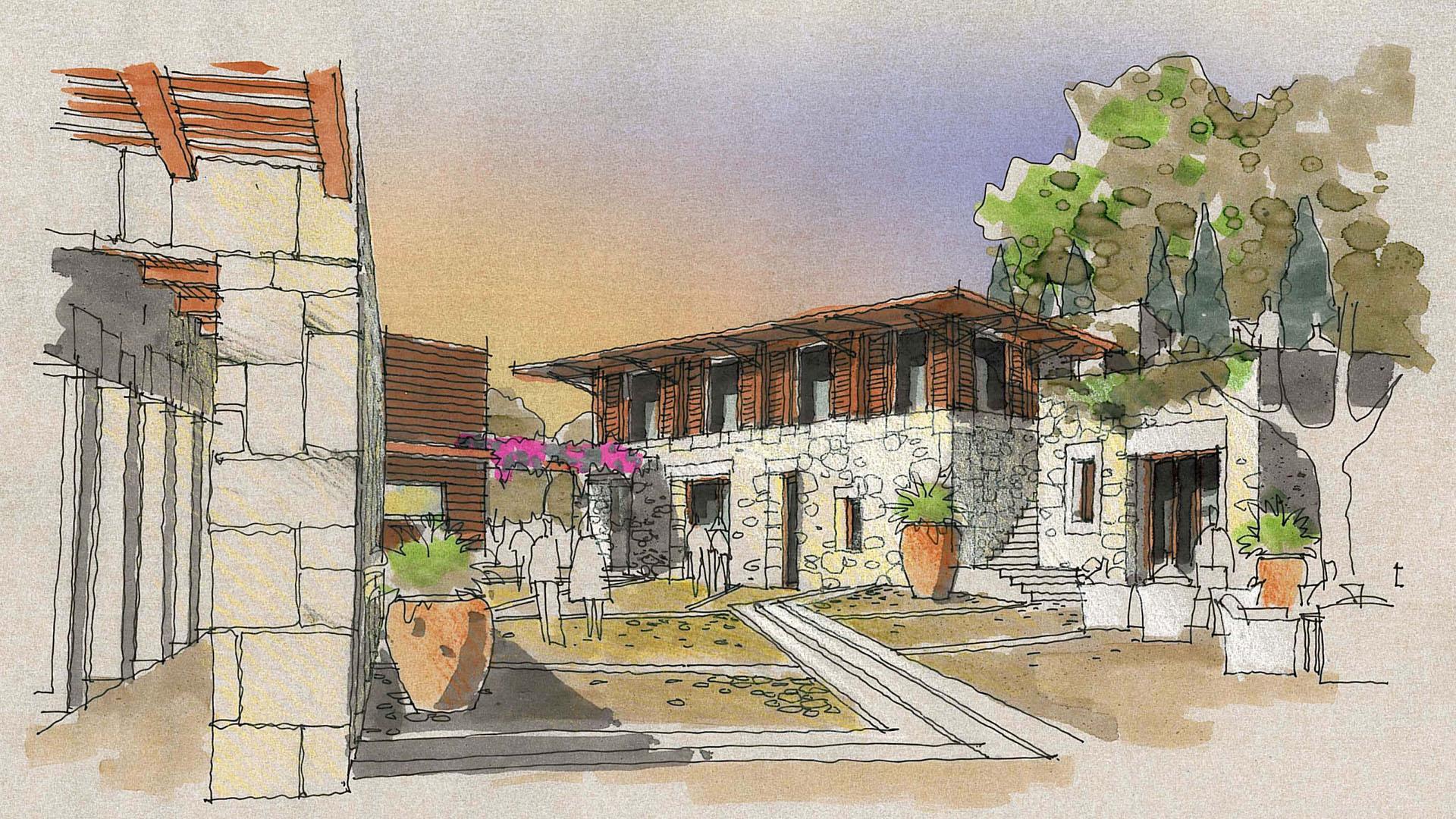 1920x1080 Four Seasons Cesme Illustrative Village Center 1964 - Four Seasons Sketch