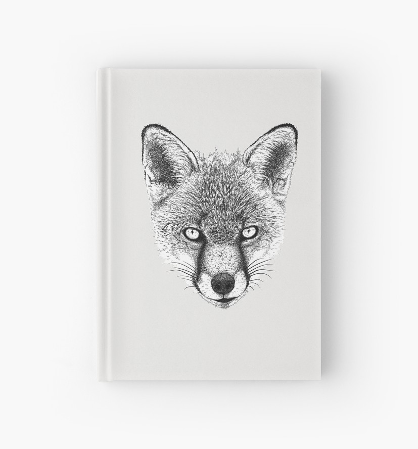 827x889 Fox Head Ink Drawing Hardcover Journals By Nigel Tinlin Redbubble - Fox Head Sketch