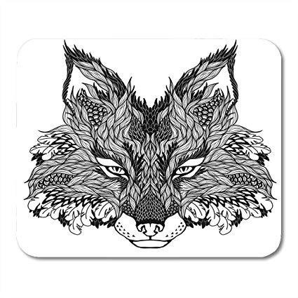 425x425 Boszina Mouse Pads Sketch White Animal Fox Head - Fox Head Sketch