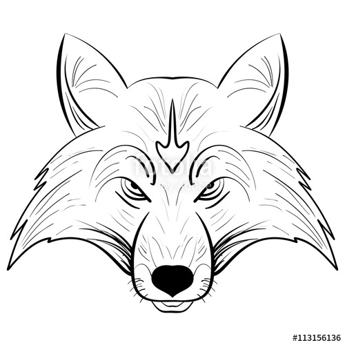 500x500 Hand Drawn Vector Fox Head.ink Sketch Fox Stock Image And Royalty - Fox Head Sketch
