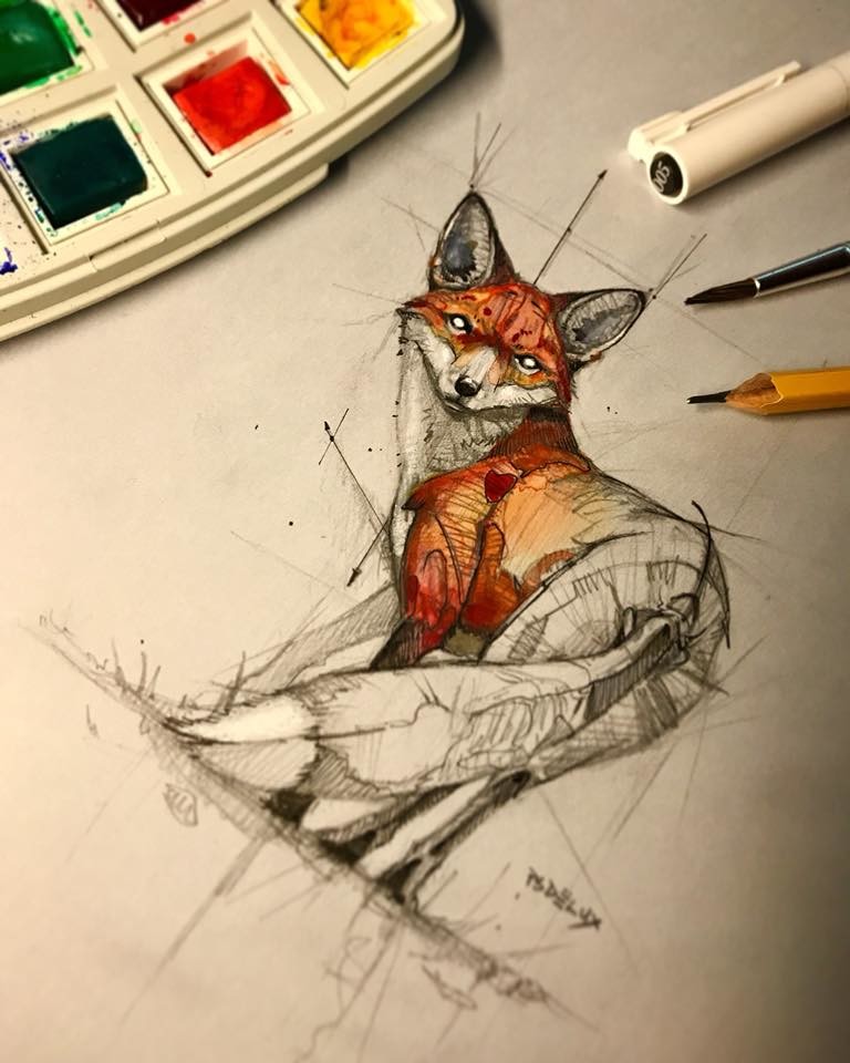 768x960 Psdelux - Fox Sketch