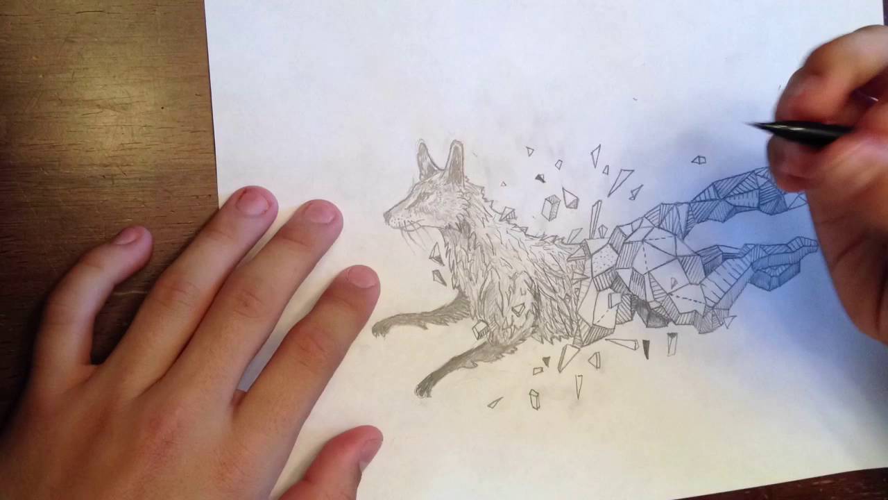 1280x720 Geometric Fox Sketch - Fox Sketch Images