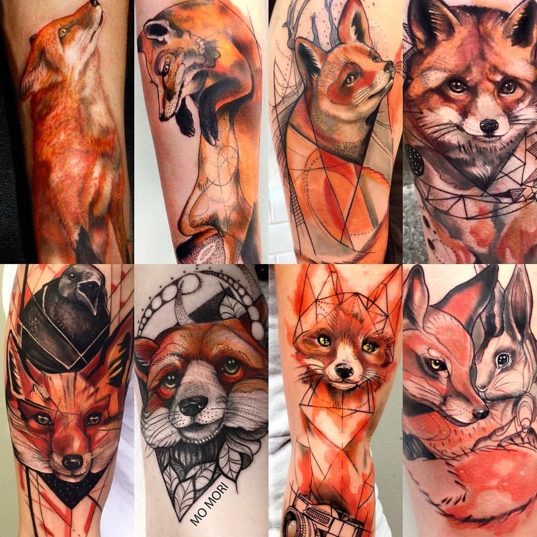 1080x1080 Foxtattoo Fox Watercolor Geometric Art Sketch Color Animal - Fox Tattoo Sketch