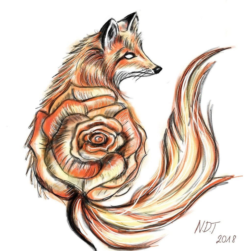 1024x1024 Fox Tattoo Sketch By Timi850425 - Fox Tattoo Sketch