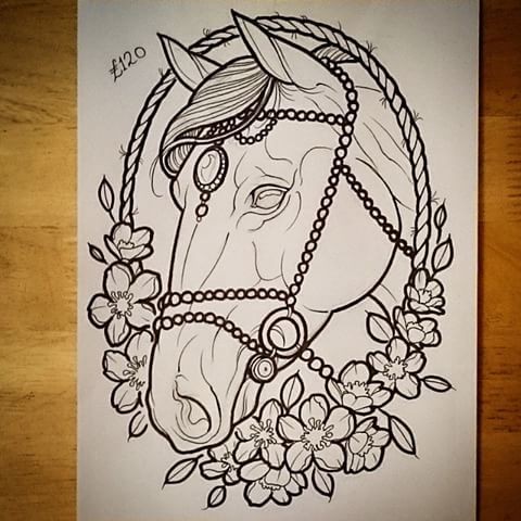 480x480 Horse Tattoo Designs - Frame Tattoo Sketch