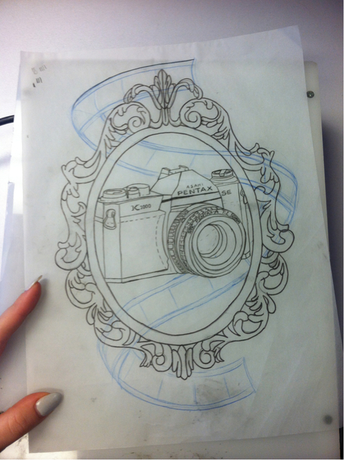 500x669 Pentax Camera Frame Tattoo Sketch - Frame Tattoo Sketch