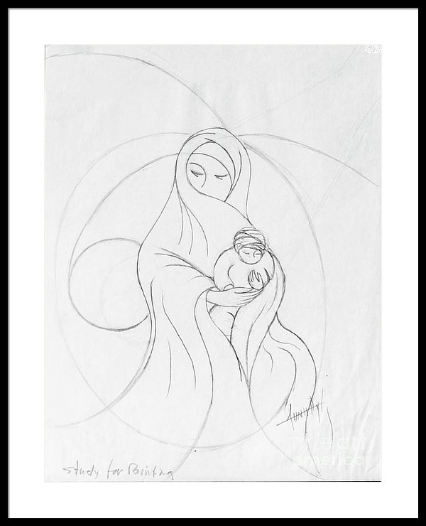 600x740 Muslim Mother And Child - Framed Sketch Prints