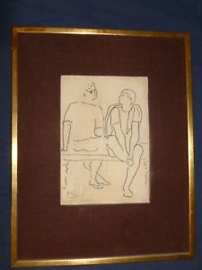 225x300 Art Picasso Prints 3 Framed Men Ballet Sketch Print Vintage Ebay - Framed Sketch Prints