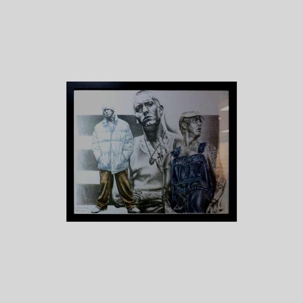 600x600 Eminem Original Sketch Prints Colour Framed Memorabiliawarehouse - Framed Sketch Prints