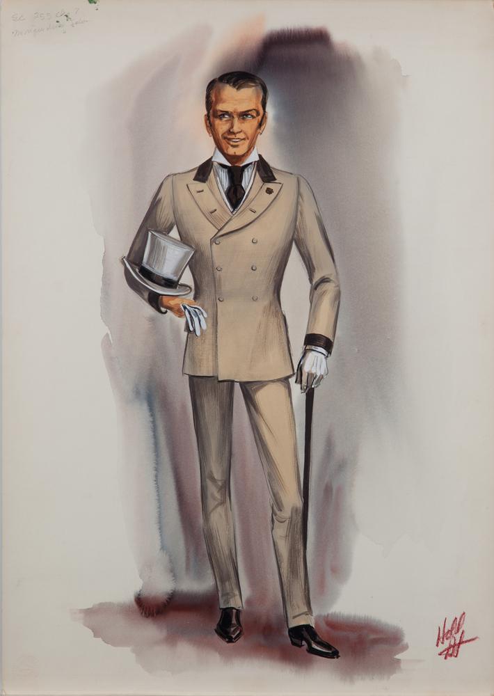 710x1000 Norma Koch Costume Sketch For Frank Sinatra In 4 For Texas - Frank Sinatra Sketch