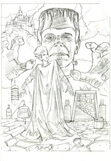 221x320 Frankenstein Sketch Horror Spiderwebart Gallery - Frankenstein Sketch