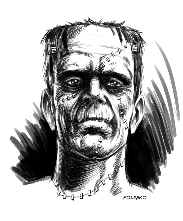 600x724 Frankenstein Sketch By Niknova - Frankenstein Sketch
