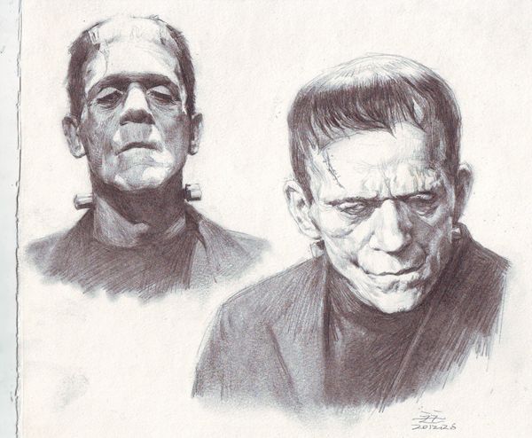 600x494 Frankenstein Sketch Study By On - Frankenstein Sketch