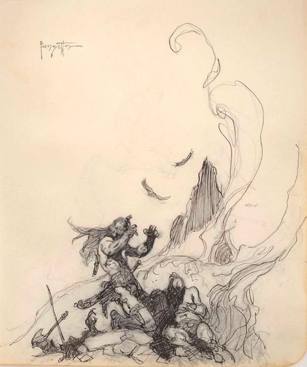 620x742 Fantasy Ward Sketch Work The Drawings Of Frank Frazetta - Frazetta Sketches