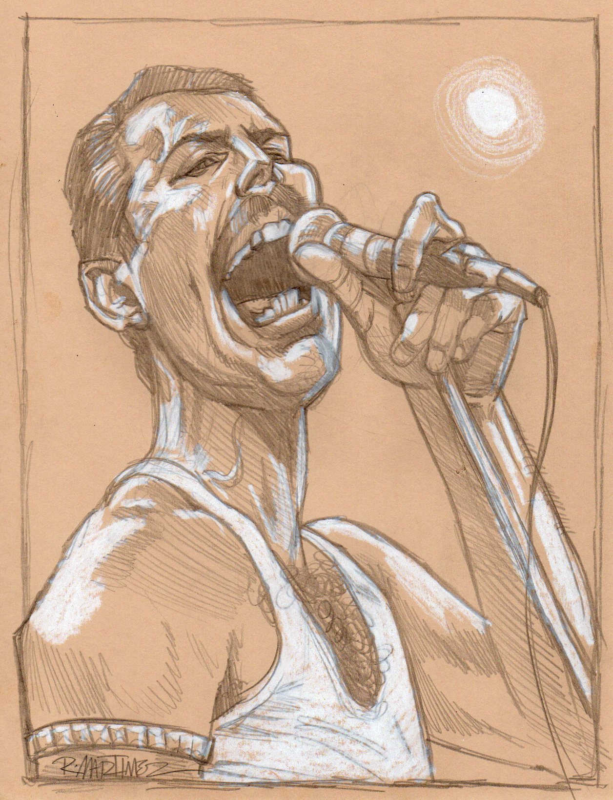 1256x1639 Sketch Freddie Mercury (Of Queen) Randy Martinez Art Store - Freddie Mercury Sketch
