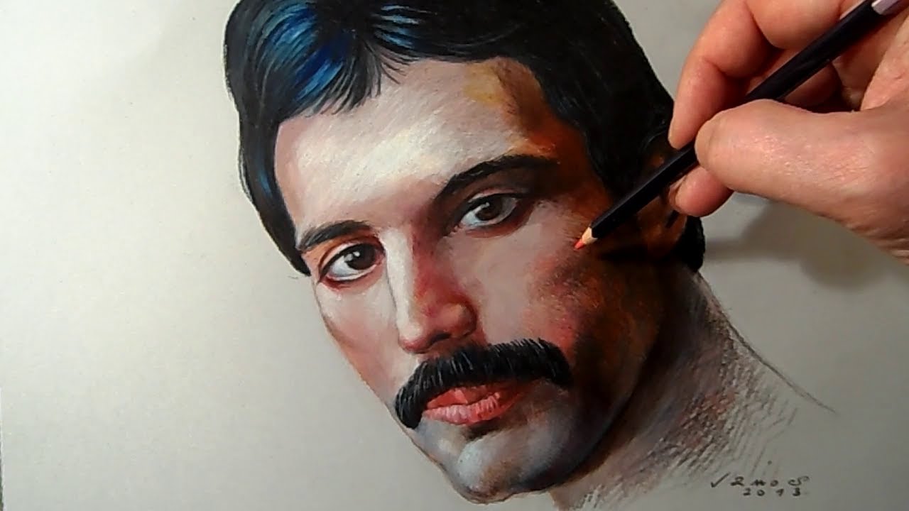 1280x720 Drawing Freddie Mercury Queen, Time Lapse - Freddie Mercury Sketch