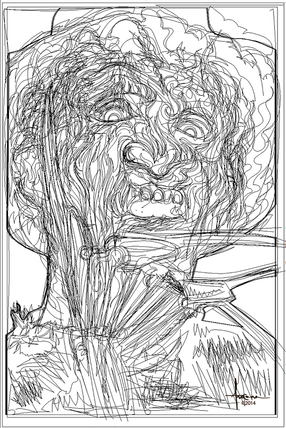 574x857 Freddy Krueger Vector Sketch On Behance - Freddy Krueger Sketch