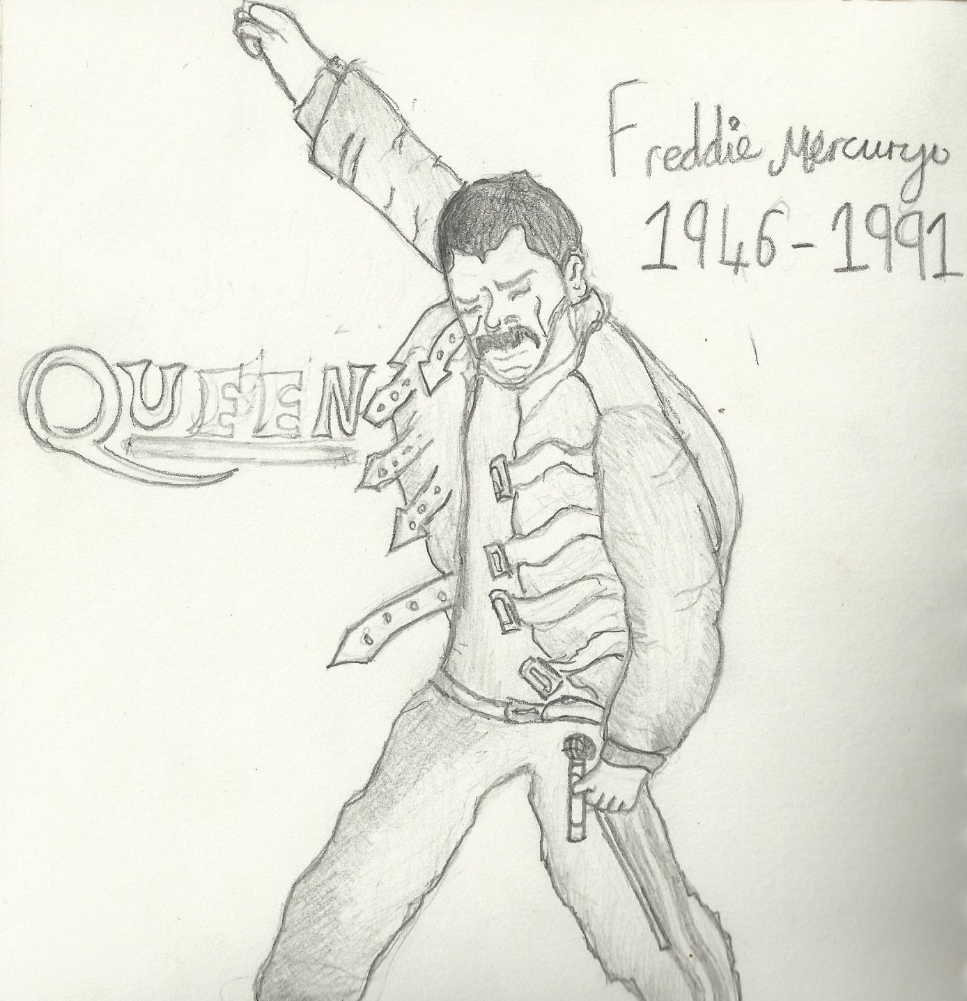 1388x1436 Quick Sketch Of Freddy Mercury - Freddy Sketch