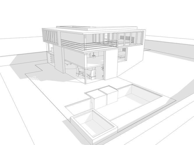 666x500 3d Model Modern House White Cgtrader - Free 3d Sketch