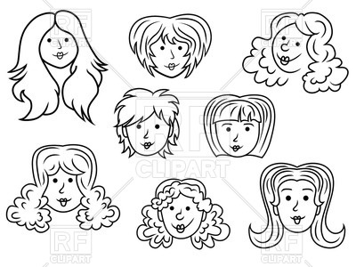 400x300 Sketches Of Funny Cartoon Woman Faces Vector Image Vector - Free Cartoon Sketches