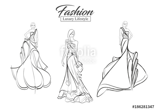 500x351 Fashion Girl. Luxury Lifestyle. A Set Of Fashion Sketches. Autumn - Free Fashion Sketches