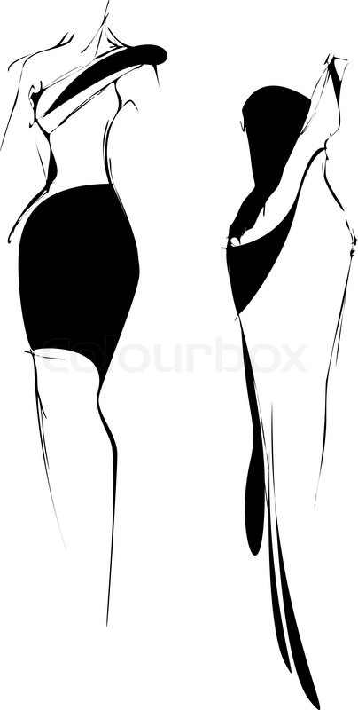 404x800 Fashion Sketch Freehand Black And White Stock Vector Colourbox - Free Fashion Sketches