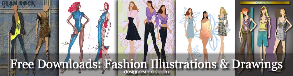 1004x260 Fashion Drawings Free Downloads - Free Fashion Sketches