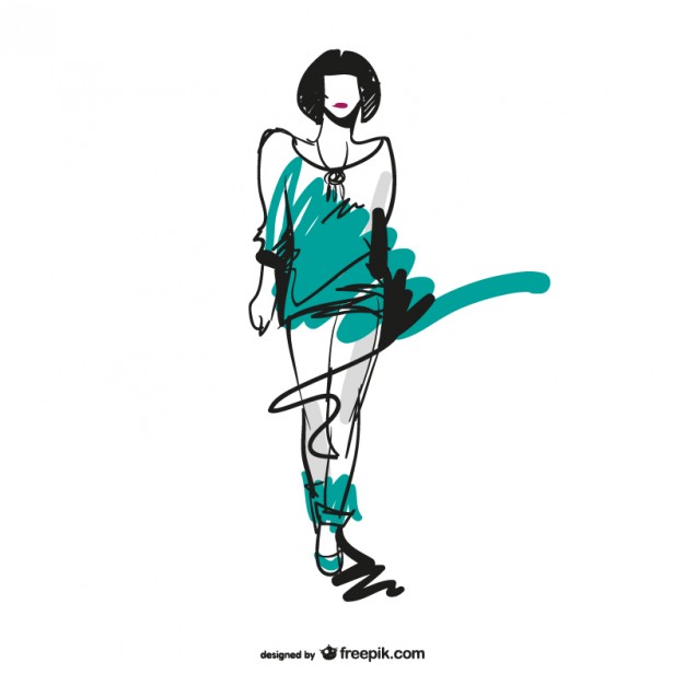 626x626 Sketched Fashion Girl Vector Free Download - Free Fashion Sketches