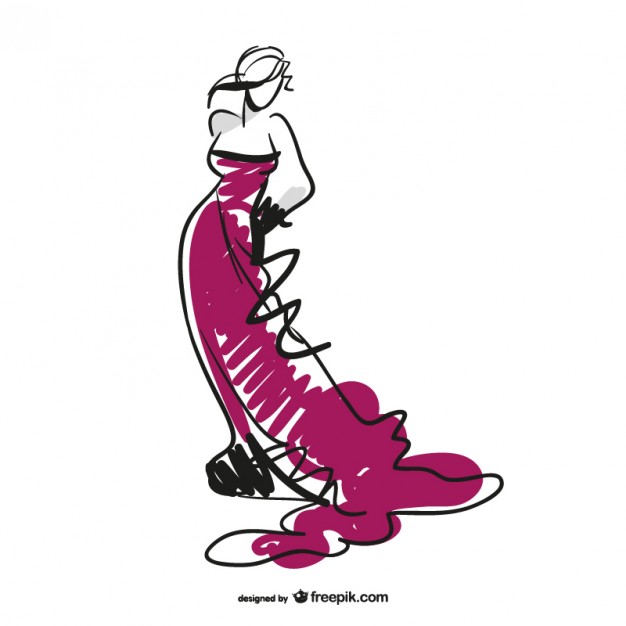 626x626 Evening Dress Fashion Sketch Vector Free Download - Free Fashion Sketches