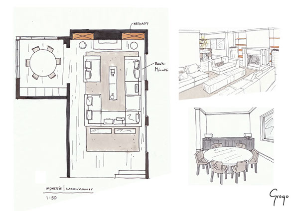 600x424 Interior Free Hand Sketches On Behance - Free Hand Sketching