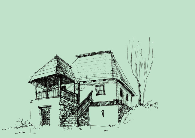 650x459 Sketch Drawing Representation House Background, Architecture - Free House Sketch